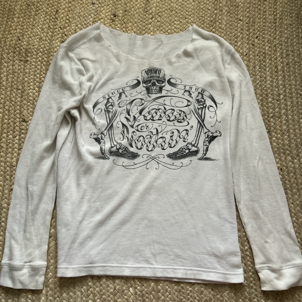 Vans White Long Sleeve Tee with Black Graphic